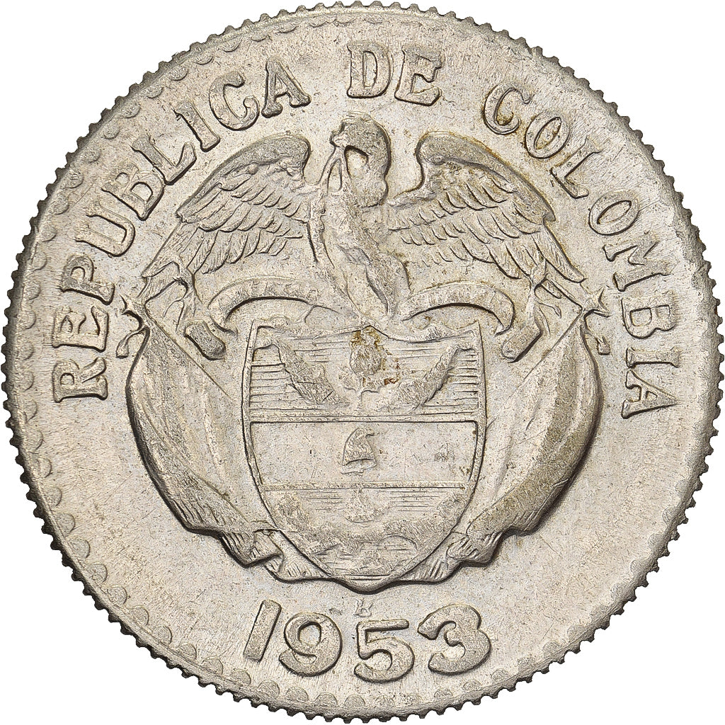 Colombie, 20 Centavos, 1953, Argent, TB+, KM:213