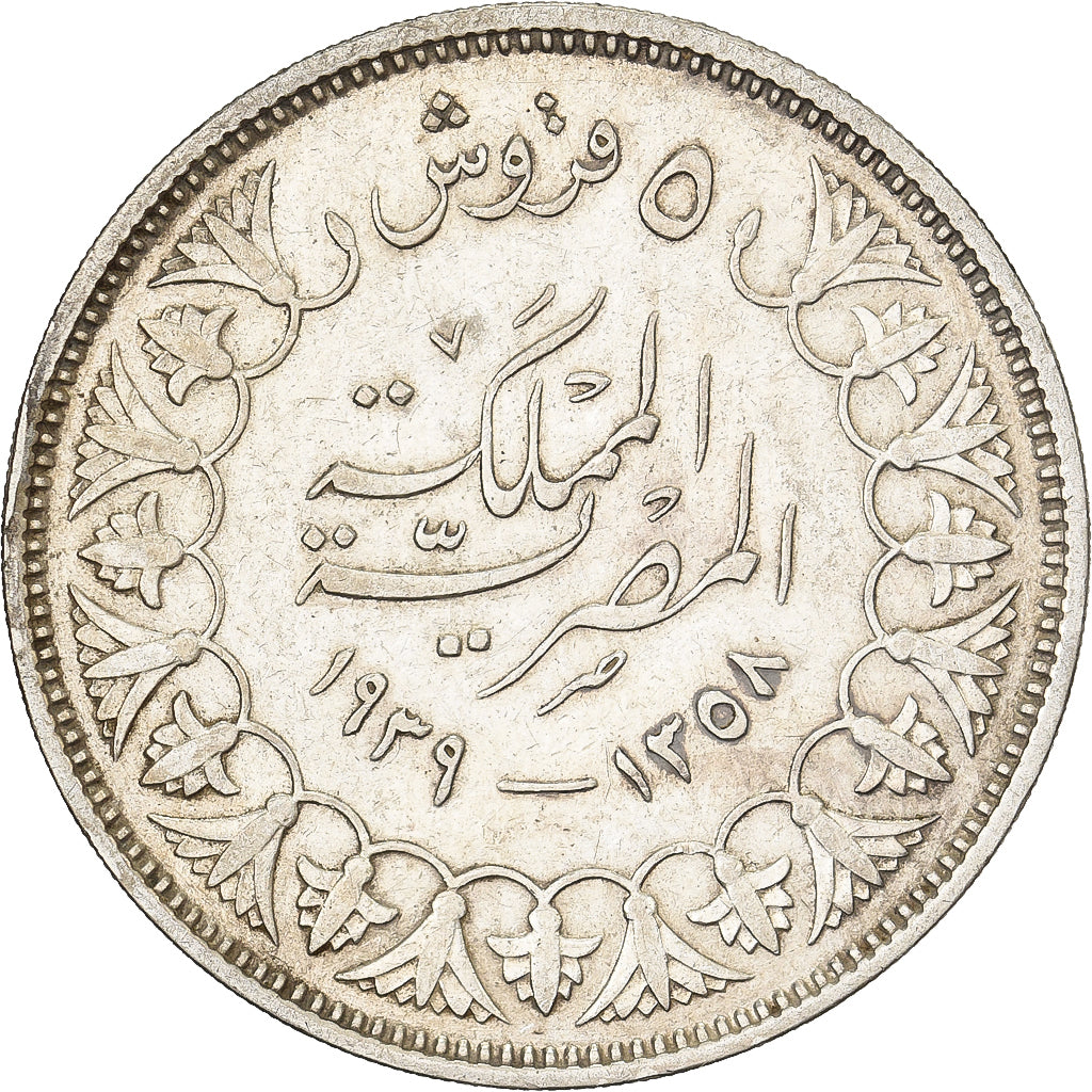 Egitto, Hussein Kamil, 5 Piastres, 1939 / AH 1358, British Royal Mint, Argento