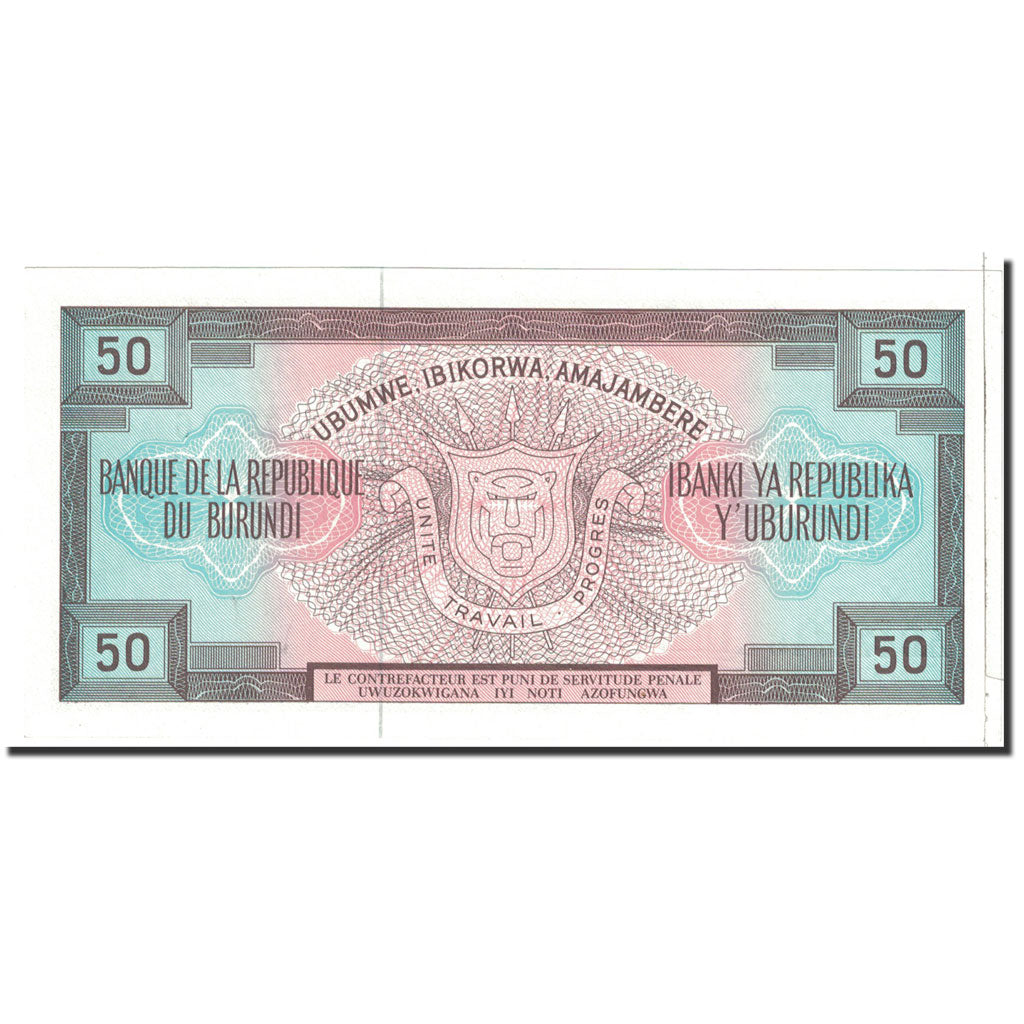 Banknote, Burundi, 50 Francs, 1977, 1977-07-01, KM:28a, UNC(65-70)