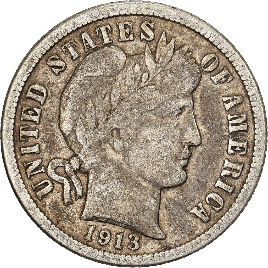 Stati Uniti, Dime, Barber Dime, 1913, Philadelphia, Argento, BB, KM:113