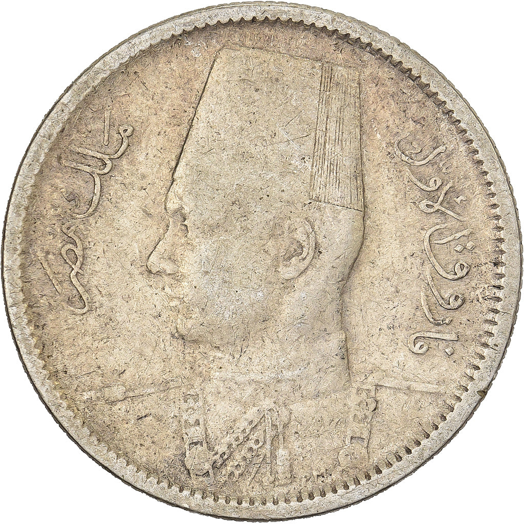 Egito, Farouk, 2 Piastres, 1937/AH1356, British Royal Mint, Prata, VF(30-35)