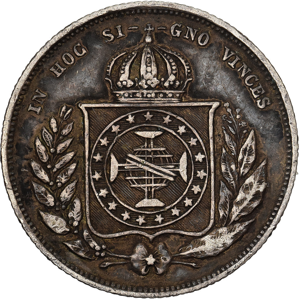 Brazilië, Pedro II, 200 Reis, 1867, Rio de Janeiro, Zilver, ZF, KM:469