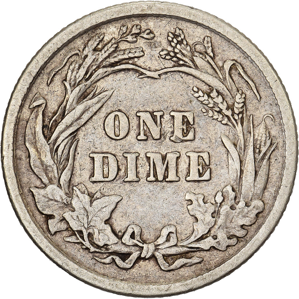 États-Unis, Dime, Barber Dime, 1908, Philadelphie, Argent, TB+, KM:113