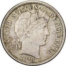 United States, Dime, Barber Dime, 1910, Philadelphia, Silver, EF(40-45), KM:113