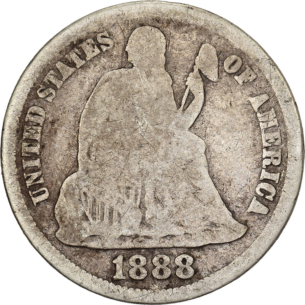 Stati Uniti, Dime, Seated Liberty Dime, 1888, San Francisco, Argento, MB, KM:A92