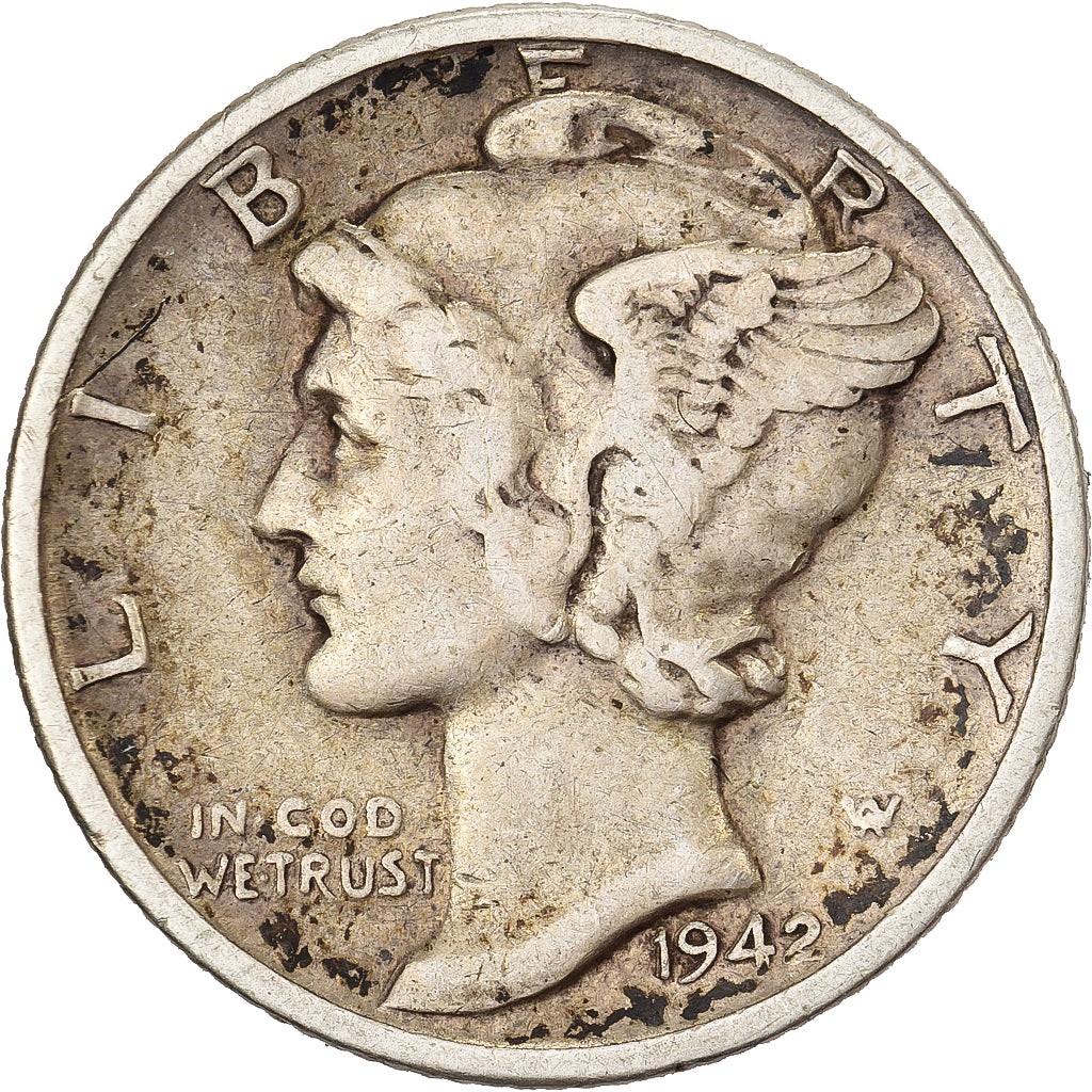 USA, Dime, Mercury Dime, 1924, San Francisco, Srebro, VF(30-35), KM:140
