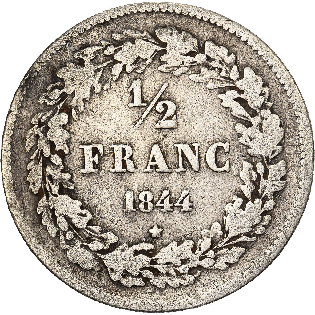 Belgio, Leopold I, 1/2 Franc, 1844, Argento, MB, KM:6
