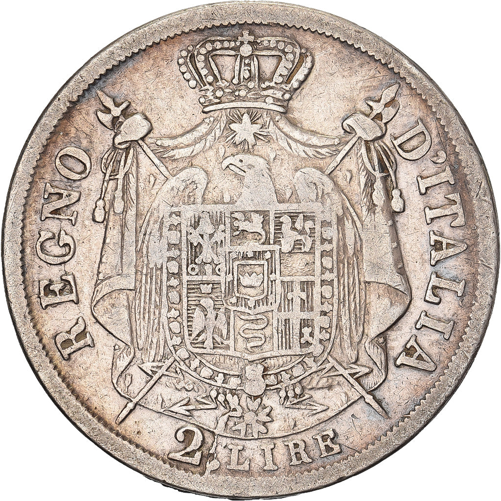 Italiaanse staten, KINGDOM OF NAPOLEON, Napoleon I, 2 Lire, 1811, Milan, Zilver