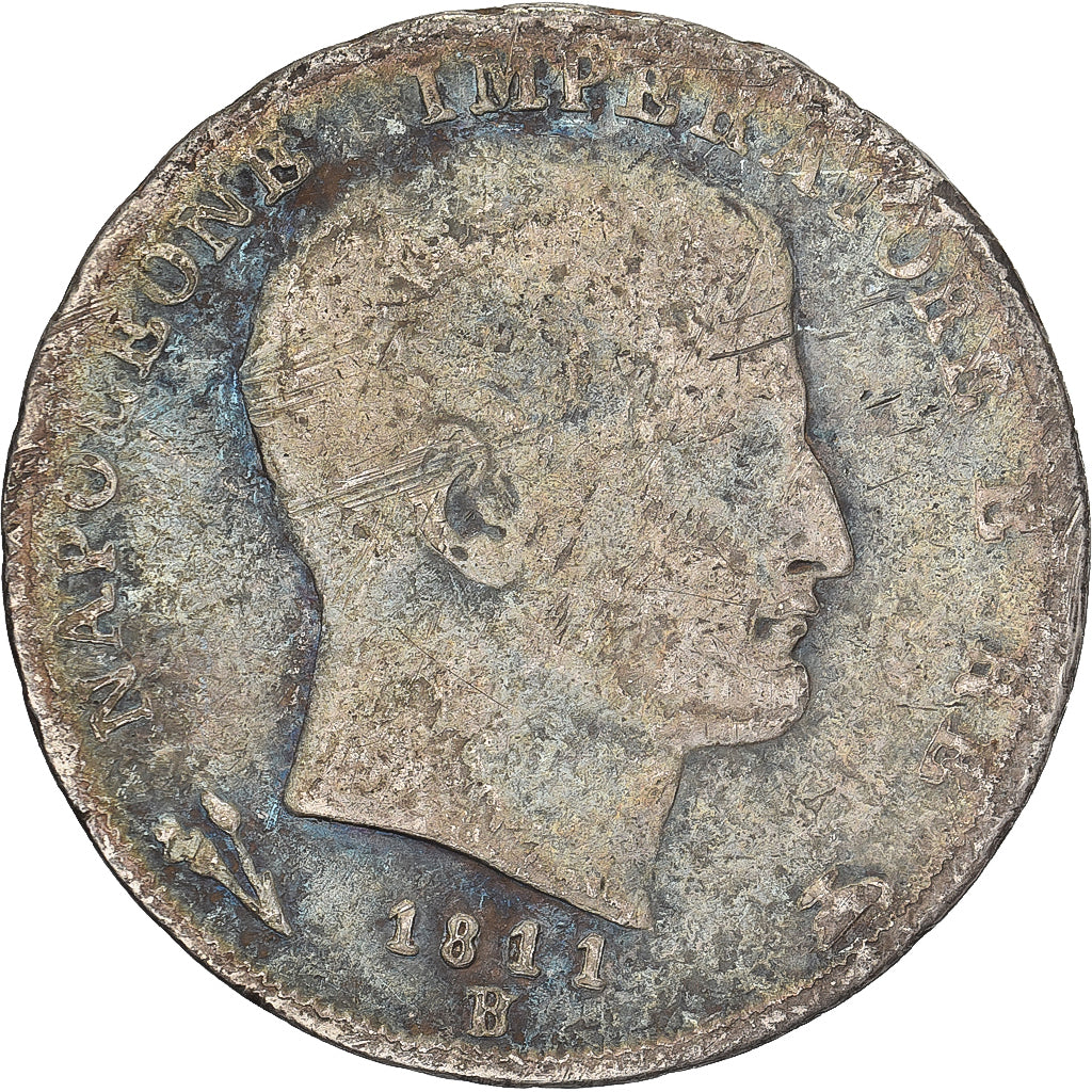 Italien Staaten, KINGDOM OF NAPOLEON, Napoleon I, Lira, 1811, Bologna, Silber
