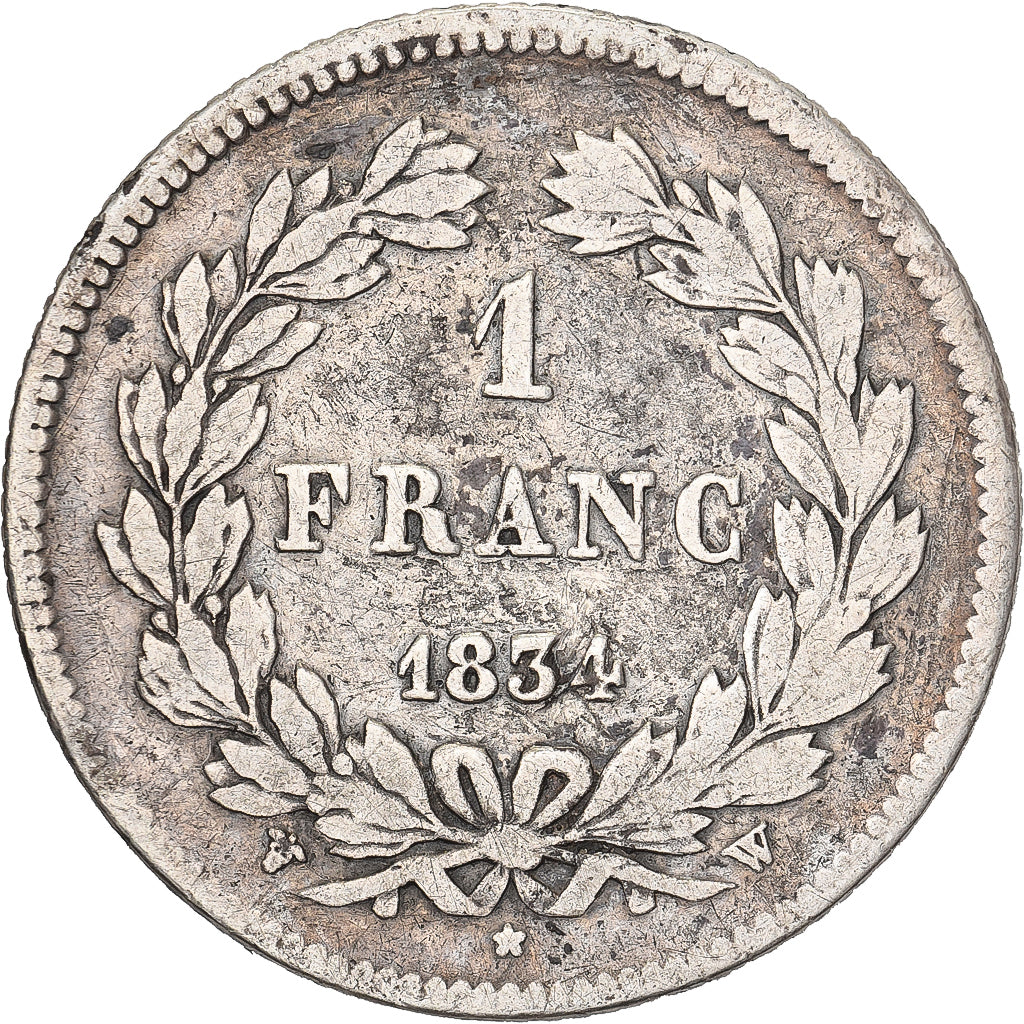 Francja, Franc, Louis-Philippe, 1834, Lille, Srebro, VF(20-25), KM:748.13