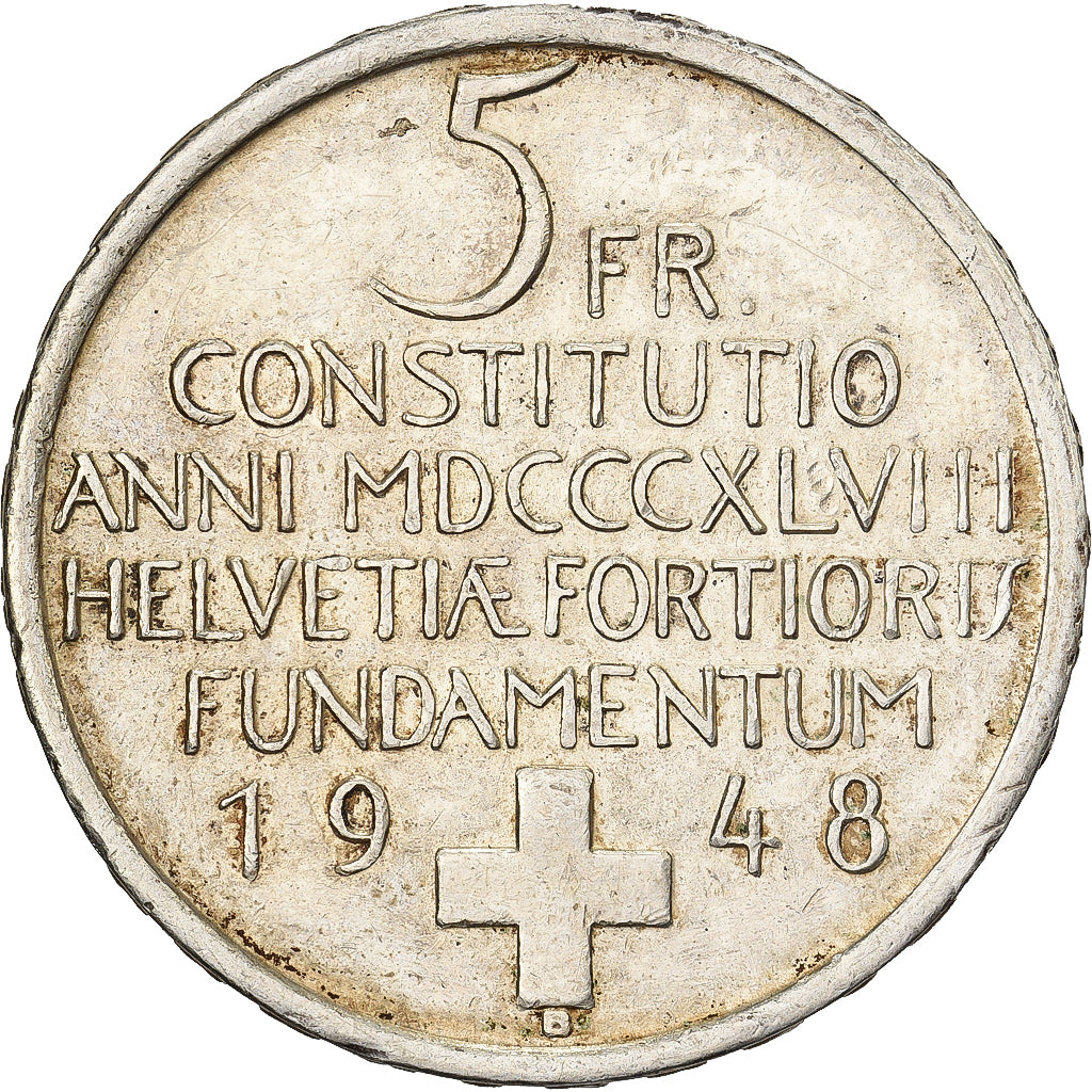 Switzerland, 5 Francs, 1948, Bern, Silver, EF(40-45), KM:48