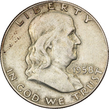United States, Half Dollar, Franklin Half Dollar, 1958, Denver, Silver