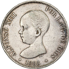 Spain, Alfonso XIII, 5 Pesetas, 1888, Madrid, Silver, VF(30-35), KM:689