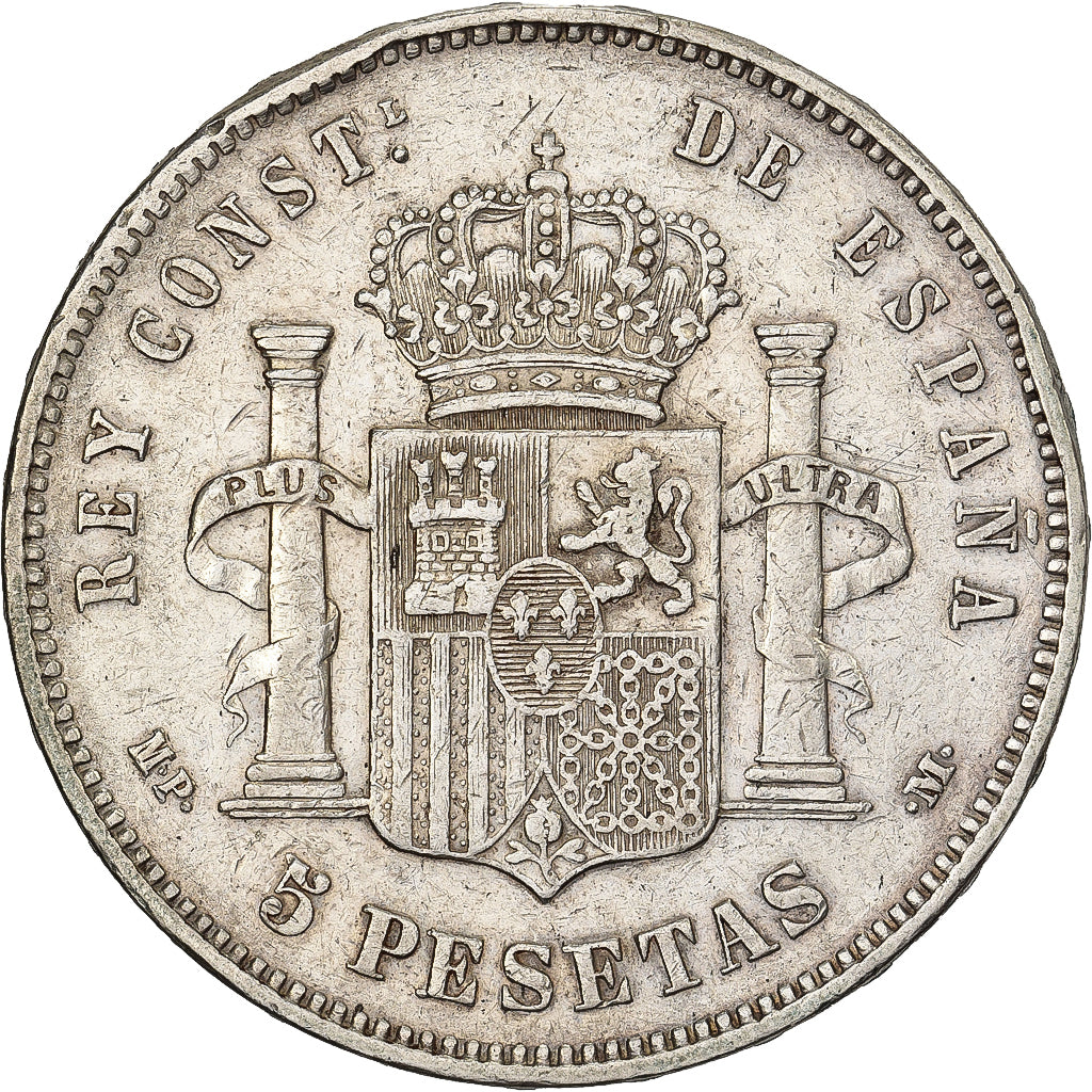 Spain, Alfonso XIII, 5 Pesetas, 1888, Madrid, Silver, VF(30-35), KM:689