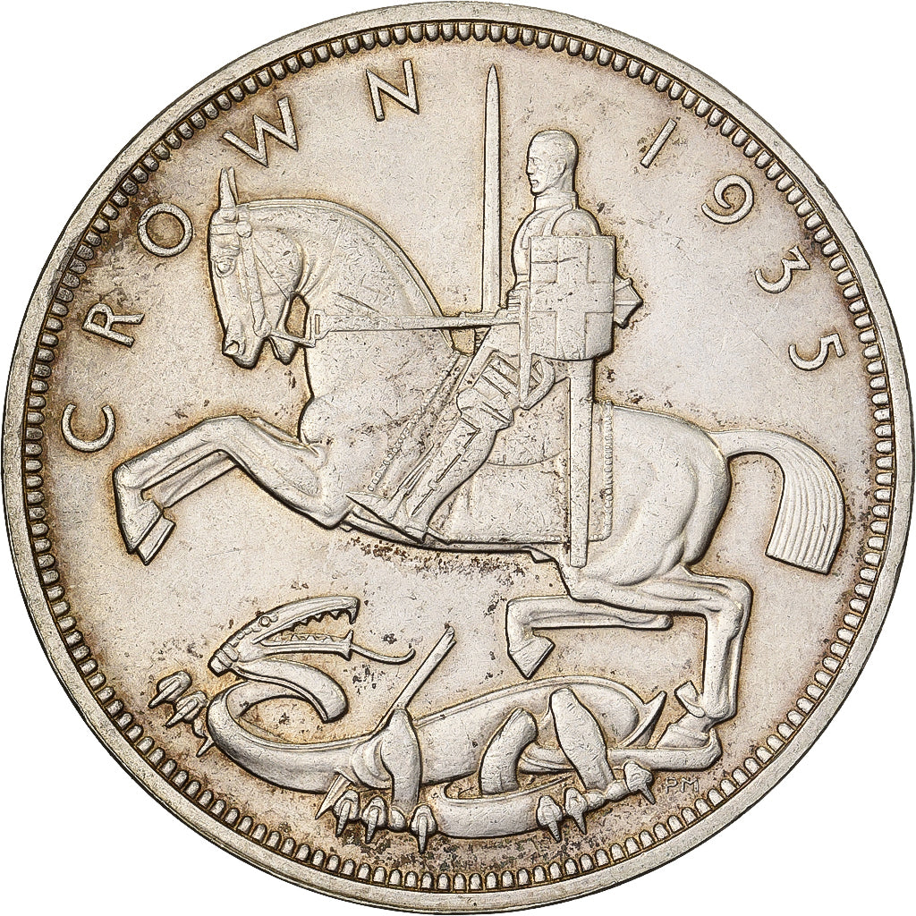 Great Britain, George V, Crown, 1935, Silver, AU(55-58), KM:842