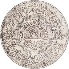 Morocco, Yusuf, Rial, 10 Dirhams, AH 1331/1913, bi-Bariz, Silver, AU(55-58)