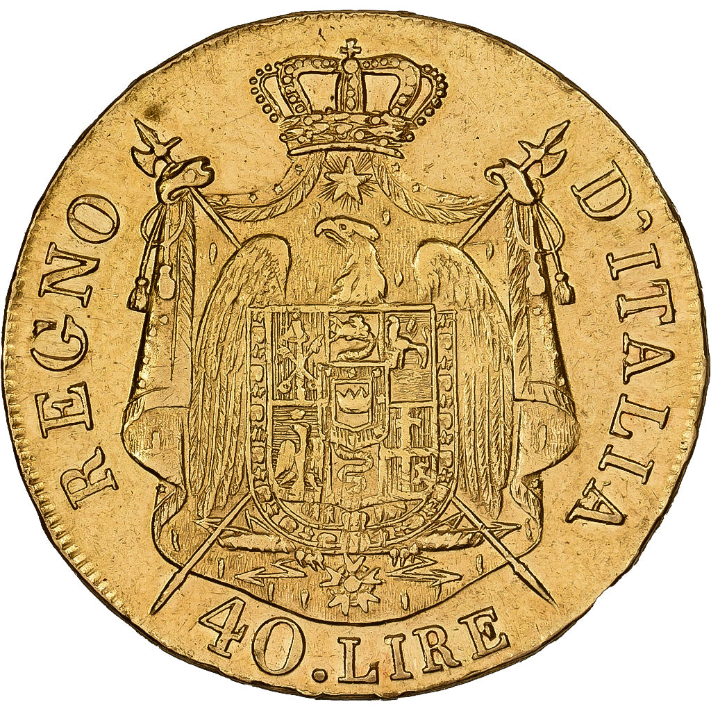 Kingdom of Italy, KINGDOM OF NAPOLEON, Napoleon I, 40 Lire, 1808, Milan, Oro
