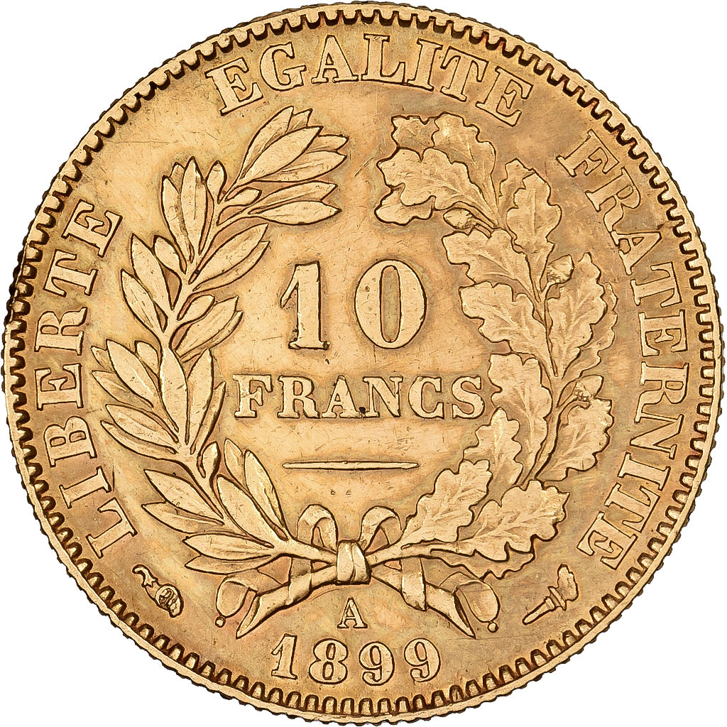 France, 10 Francs, Cérès, 1899, Paris, Gold, EF(40-45), KM:830