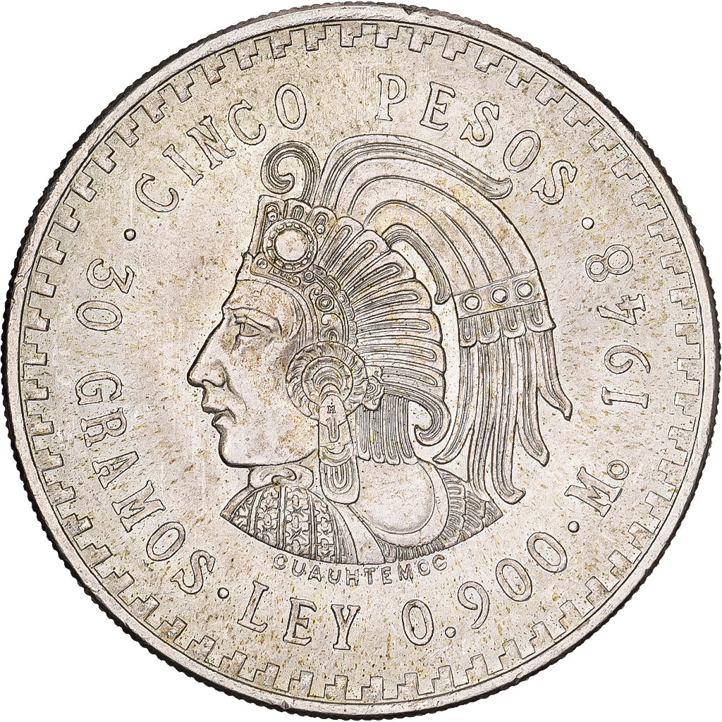 Mexico, 5 Pesos, 1948, Mexico City, Silver, AU(50-53), KM:110