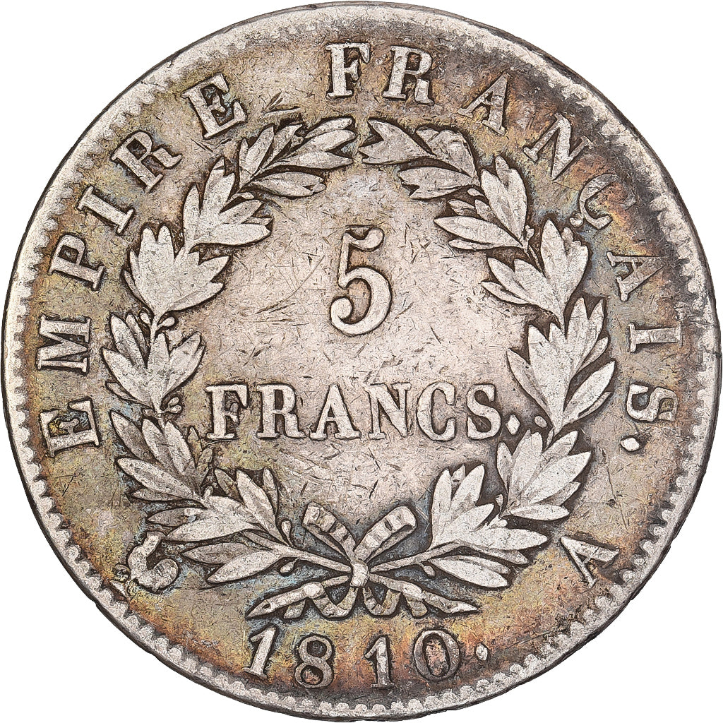 France, 5 Francs, Napoléon I, 1810, Paris, Silver, VF(30-35), KM:694.1