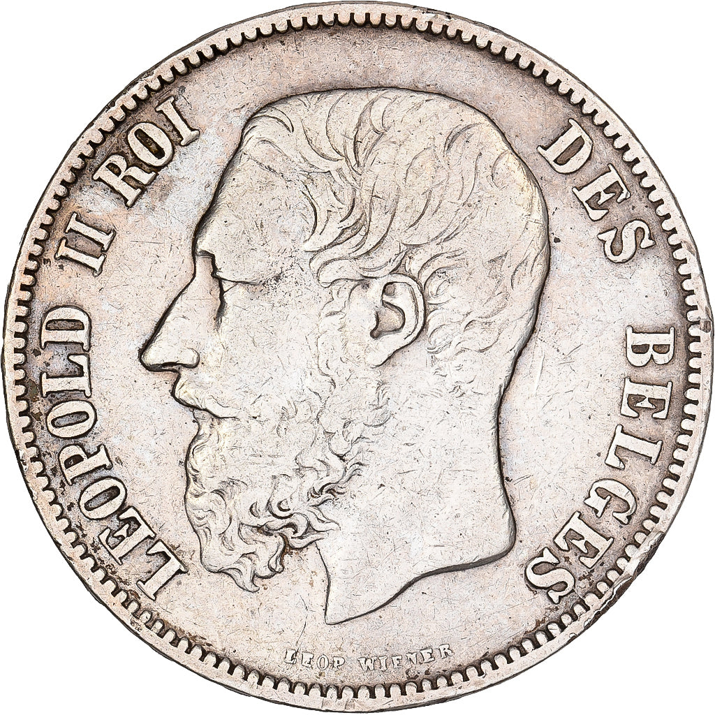 Belgium, Leopold II, 5 Francs, 5 Frank, 1874, Brussels, Silver, EF(40-45), KM:24