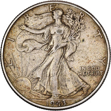 United States, Half Dollar, 1943, Philadelphia, Silver, EF(40-45), KM:142