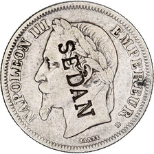 Francia, Napoleon III, 2 Francs, 1869, Strasbourg, Contremarque SEDAN, Plata