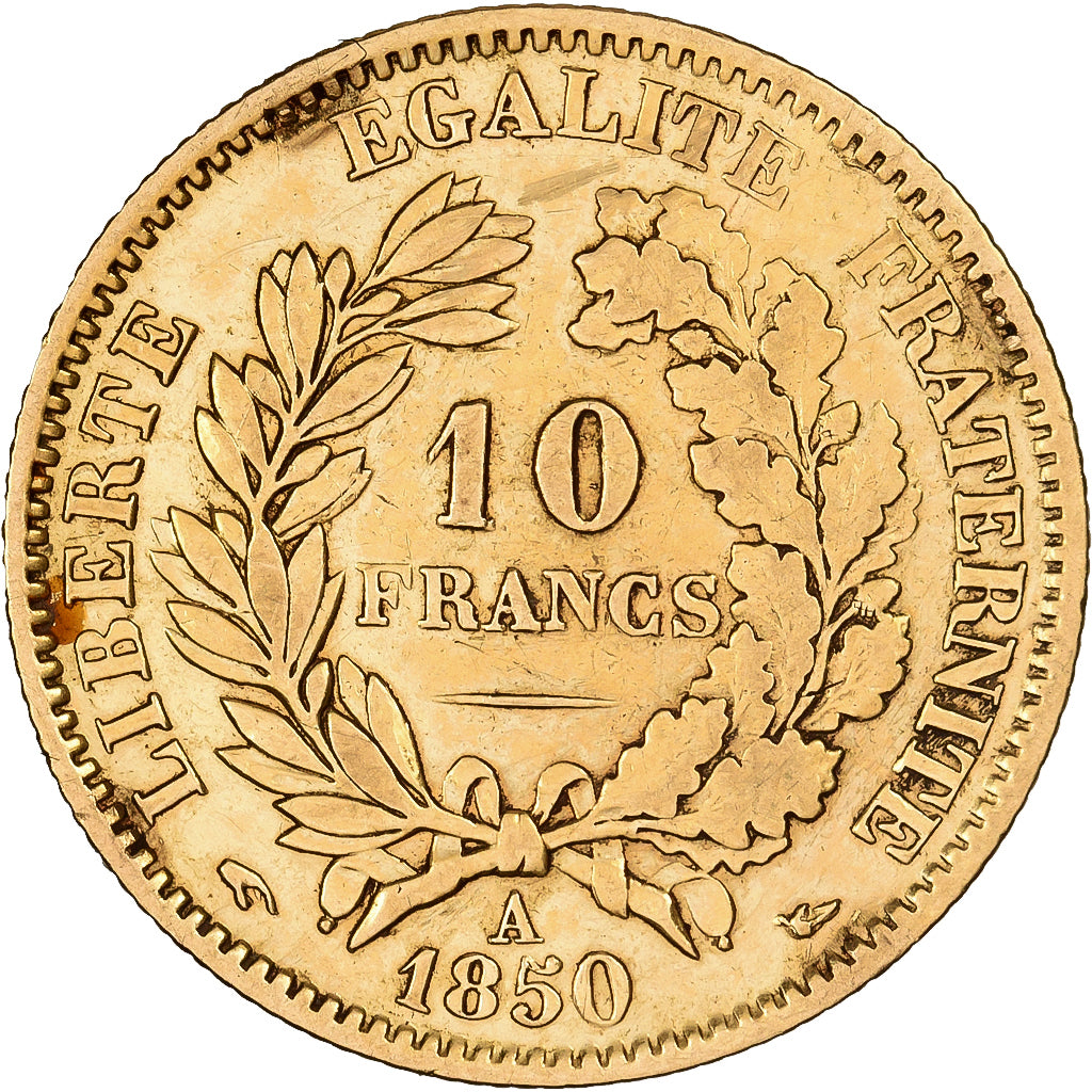 Frankrijk, 10 Francs, Cérès, 1850, Paris, Goud, FR+, KM:770