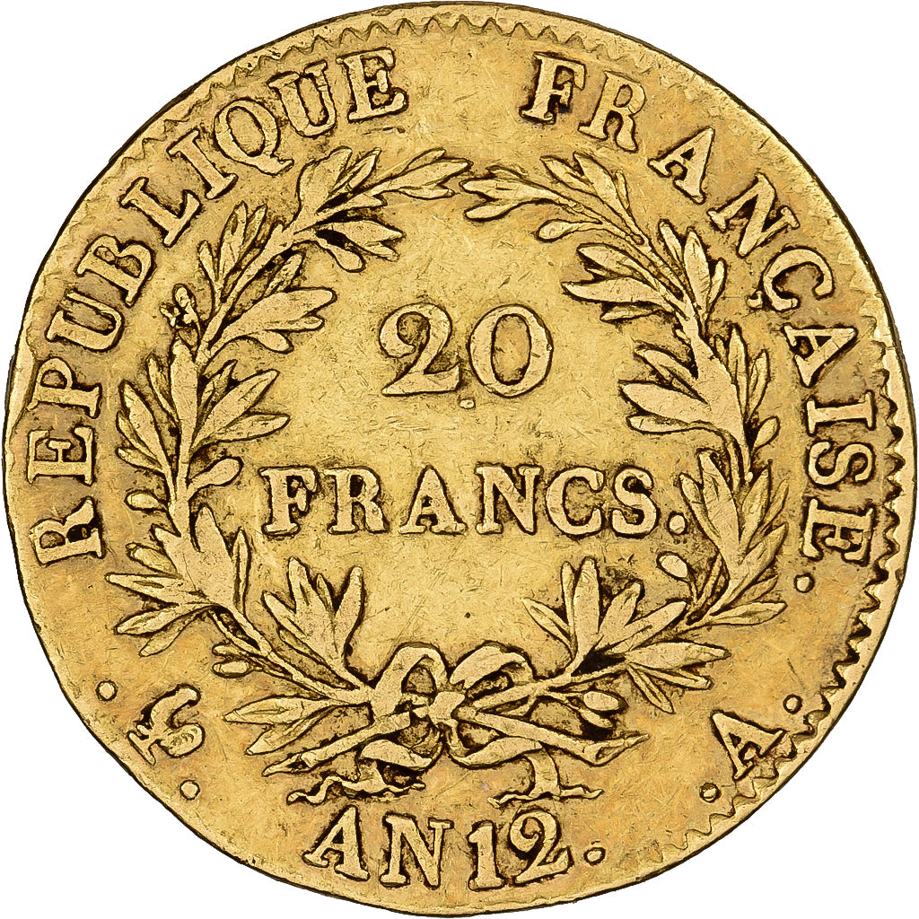France, 20 Francs, Napoléon I, An 12, Paris, Gold, EF(40-45), KM:651
