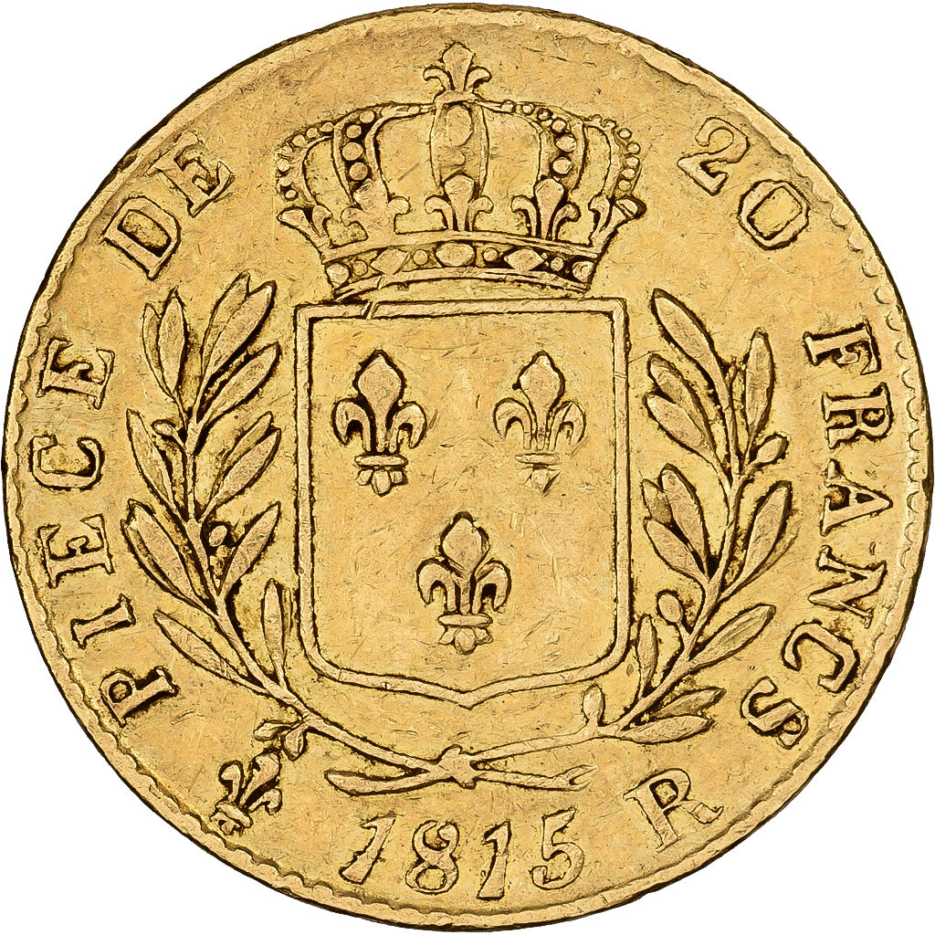 France, 20 Francs, 1815, London, Gold, AU(50-53), KM:1
