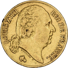 Francia, Louis XVIII, 20 Francs, Louis XVIII, 1817, Paris, Oro, MBC, KM:712.1