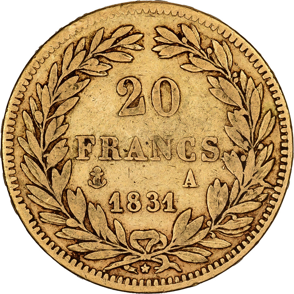 France, 20 Francs, Louis-Philippe, 1831, Paris, Gold, EF(40-45), KM:746.1
