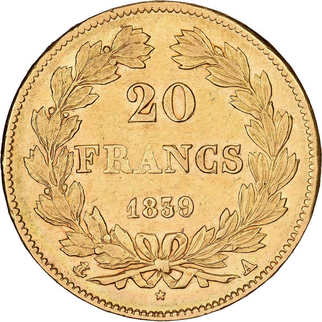 França, 20 Francs, Louis-Philippe, 1839, Paris, Dourado, AU(50-53), KM:750.1