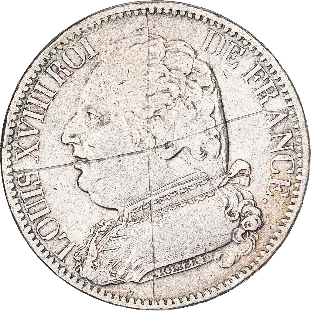 Francia, Louis XVIII, 5 Francs, Louis XVIII, 1815/4, Perpignan, Argento, BB