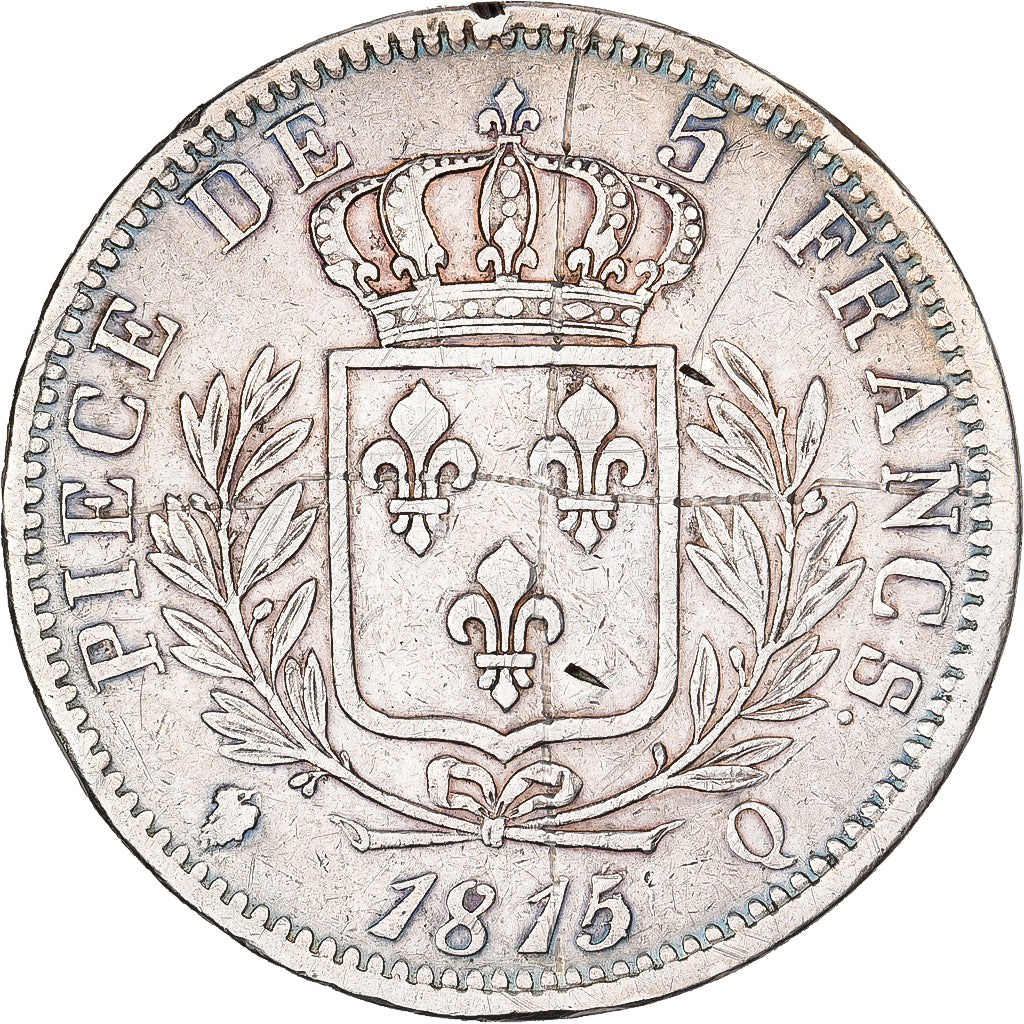 Francia, Louis XVIII, 5 Francs, Louis XVIII, 1815/4, Perpignan, Argento, BB
