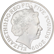 Wielka Brytania, 5 Pounds, Isaac Newton, 2009, British Royal Mint, Srebro, UNC