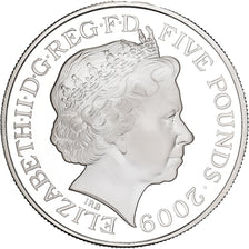 Great Britain, 5 Pounds, Globe Theatre, 2009, British Royal Mint, Silver, UNC