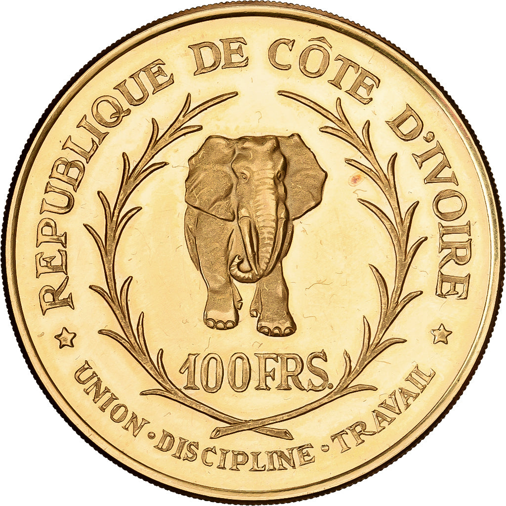 Ivory Coast, 100 Francs, 1966, Gold, MS63, KM:5
