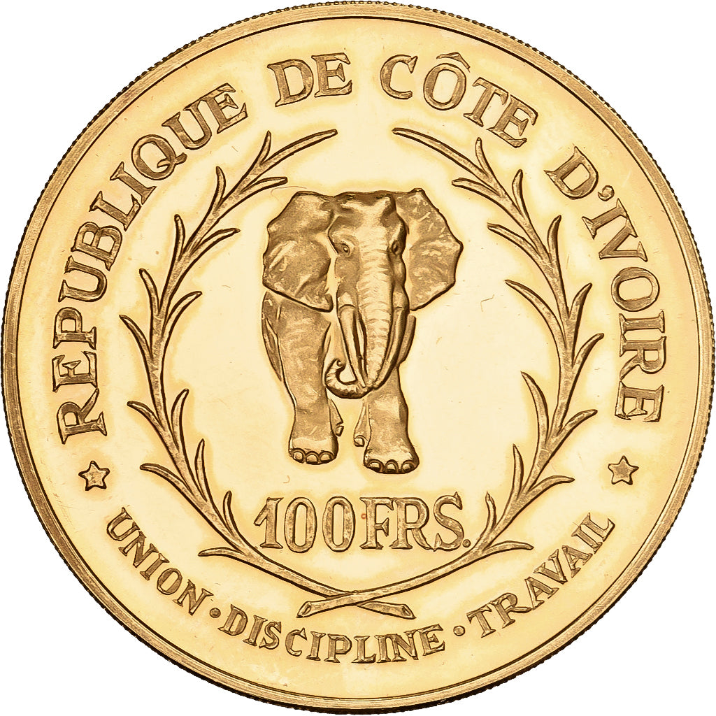 Ivory Coast, 100 Francs, 1966, Gold, MS(63), KM:5