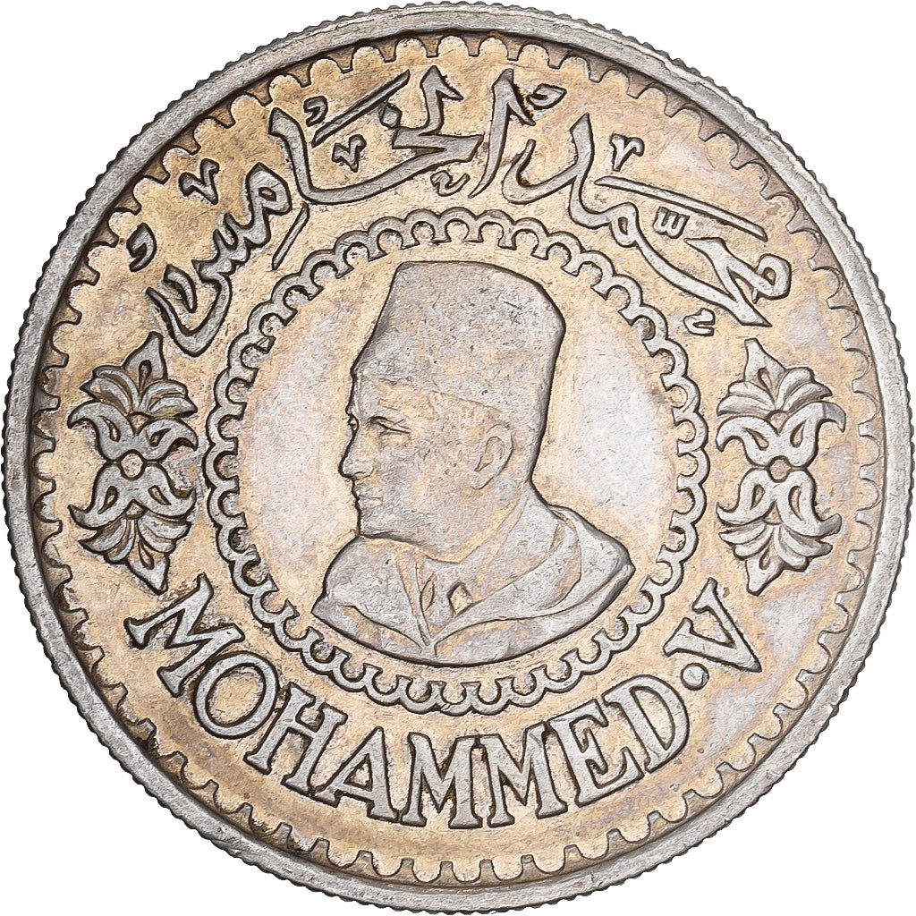 Marruecos, Mohammed V, 500 Francs, 1956, Paris, Plata, MBC, KM:54