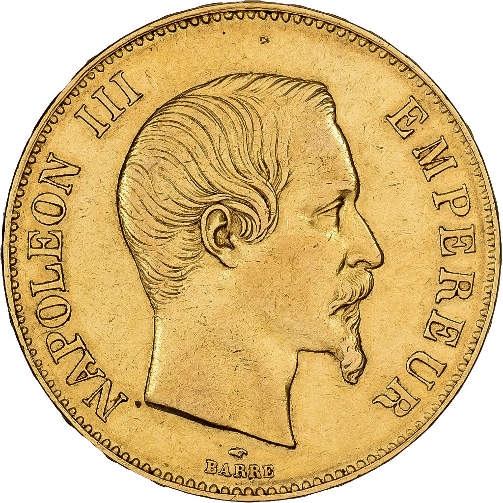 Francia, Napoleon III, 100 Francs, Napoléon III, 1855, Paris, Oro, BB+