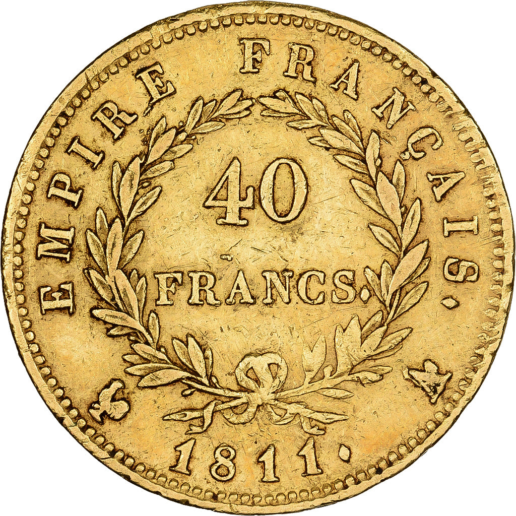 Francia, 40 Francs, Napoléon I, 1811, Paris, A/Coq, Oro, MBC, KM:696.1