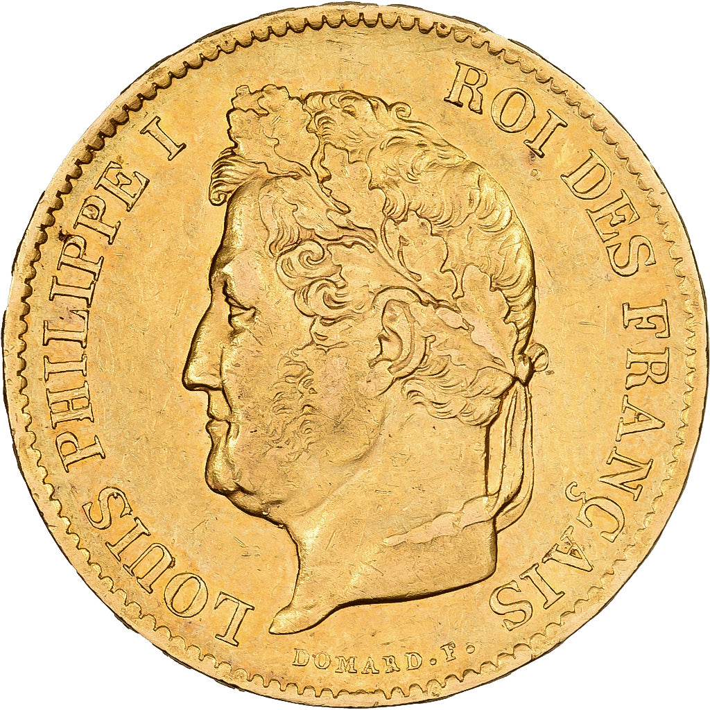 Francja, 40 Francs, Louis-Philippe, 1833, Paris, Złoto, AU(50-53), KM:747.1