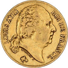 France, Louis XVIII, 20 Francs, Louis XVIII, 1824, Paris, Or, TTB, KM:712.1