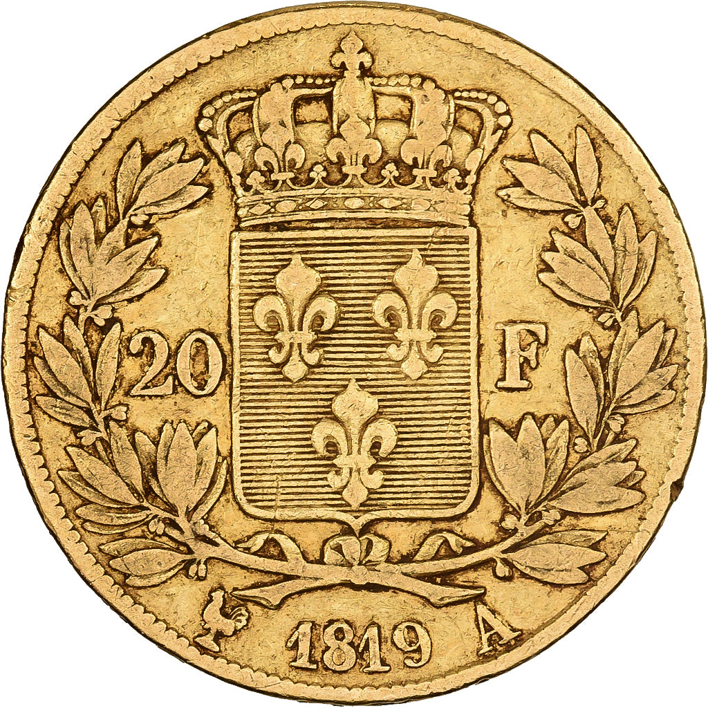 France, Louis XVIII, 20 Francs, Louis XVIII, 1819, Paris, Gold, VF(30-35)