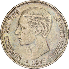 Spain, Alfonso XII, 5 Pesetas, 1877, Madrid, Silver, VF(30-35), KM:676