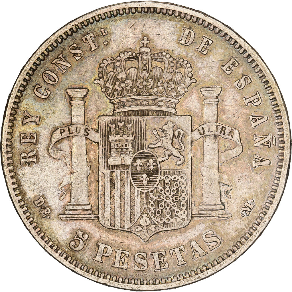 Spain, Alfonso XII, 5 Pesetas, 1877, Madrid, Silver, VF(30-35), KM:676