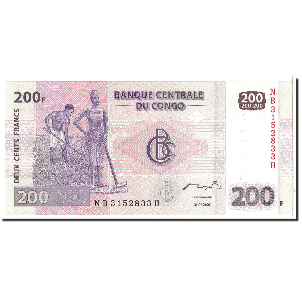 Banknote, Congo Democratic Republic, 200 Francs, 2007, 2007-07-31, KM:99a