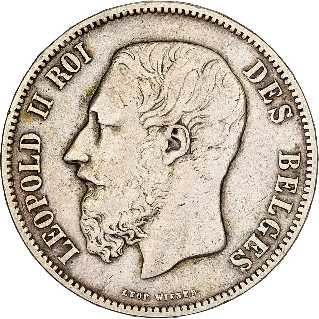 Belgio, Leopold II, 5 Francs, 5 Frank, 1874, Brussels, Argento, MB+, KM:24