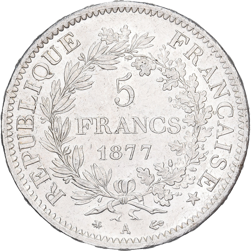 France, 5 Francs, Hercule, 1877, Paris, Argent, TTB+, KM:820.1